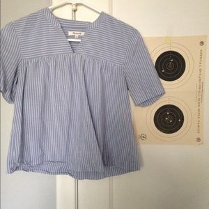 Madewell blue and white popover shirt • size xxs