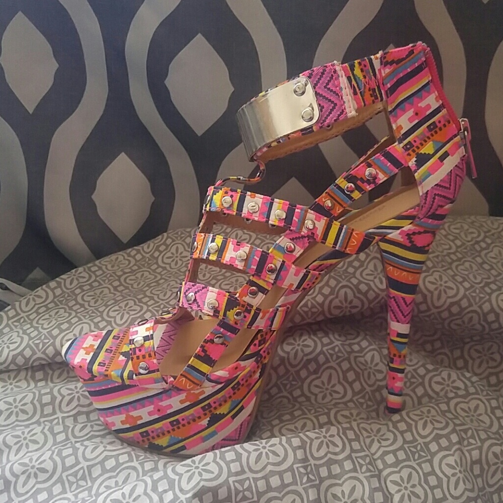 Pink Tribal Platform Stilletoes