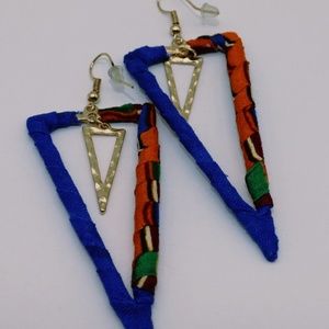 Unique African Handmade Gold Fabric Earrings