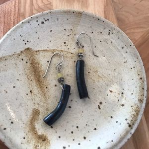 Wooden and citrine drop earrings