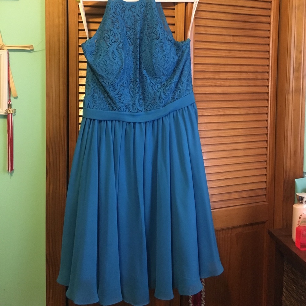 Princess Scoop Neck Knee-length Chiffon Lace Dress