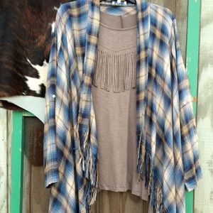 Flannel Fringe Cardi