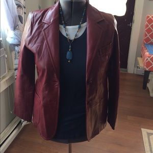 Beautiful like new burgundy leather jacket/ blazer