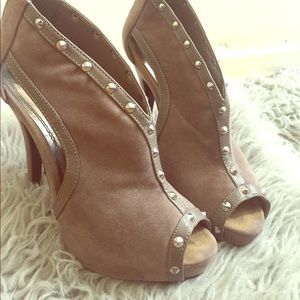 Grey stud boot in heels