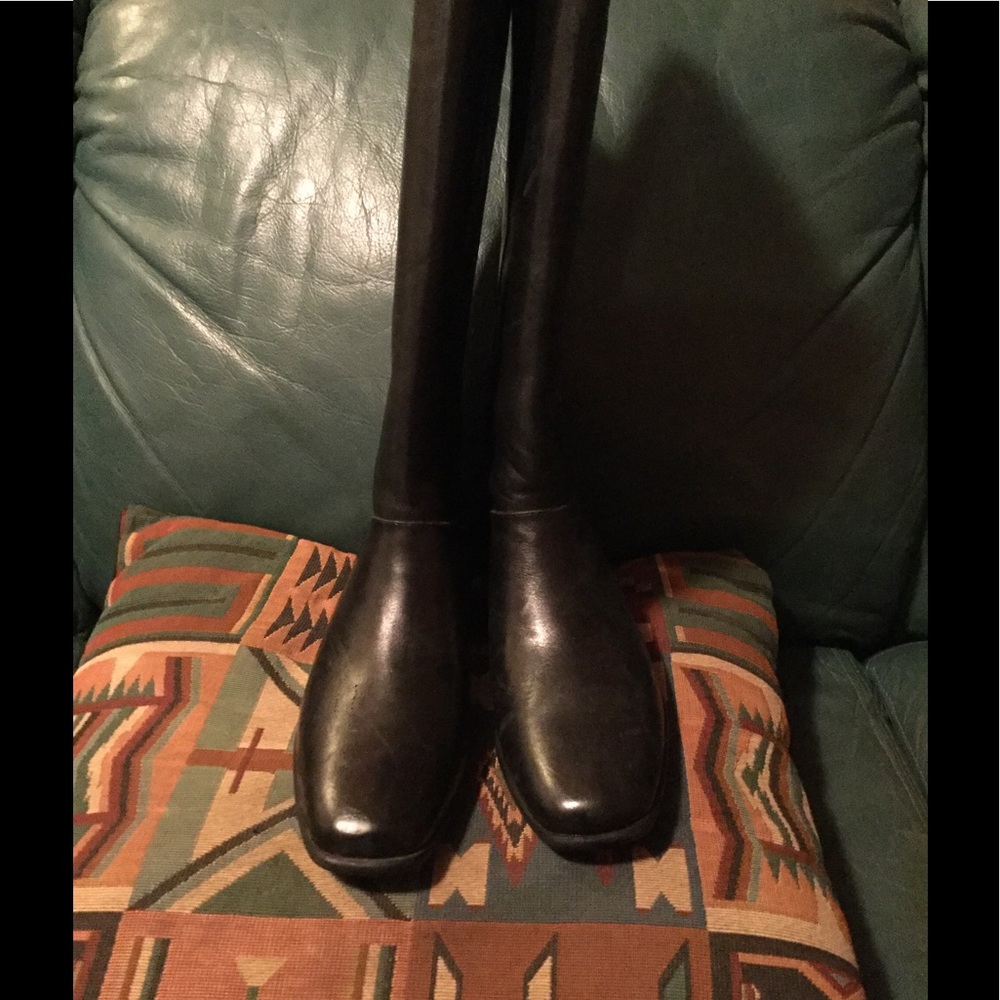 👢 KNEE HI BOOTS LEATHER BLACK Croft Barrow  SZ  6 VNPLC - Picture 2 of 14