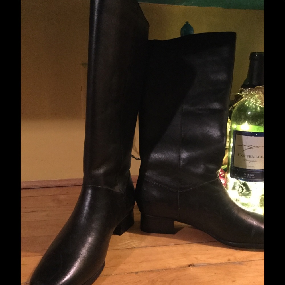 👢 KNEE HI BOOTS LEATHER BLACK Croft Barrow  SZ  6 VNPLC - Picture 5 of 14