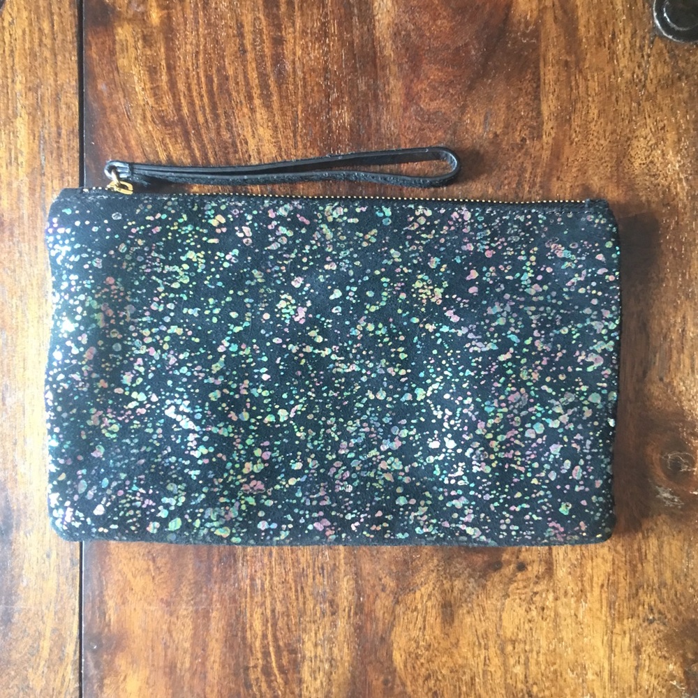 & other stories paint splattered wristlet clutch