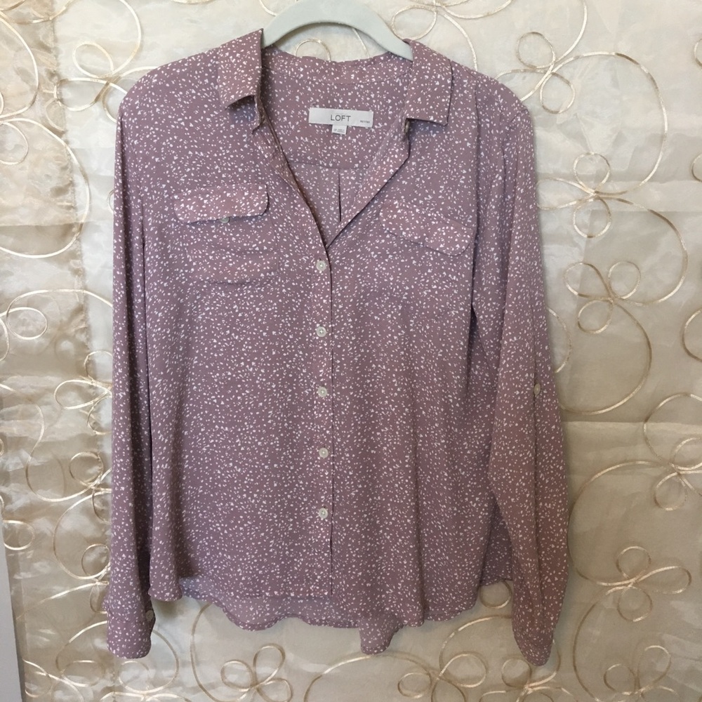 Loft - Lavender blouse, button up sleeves - S(P)