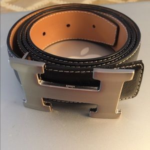 Authentic Hermes black leather belt 95cm 37"