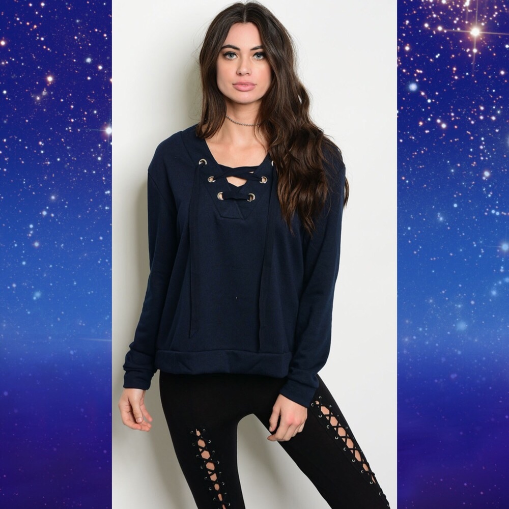 🎉HP🎉Long Sleeve LaceUp Sweatshirt - Picture 3 of 6