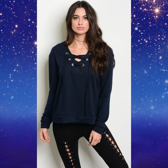 🎉HP🎉Long Sleeve LaceUp Sweatshirt - Picture 3 of 6