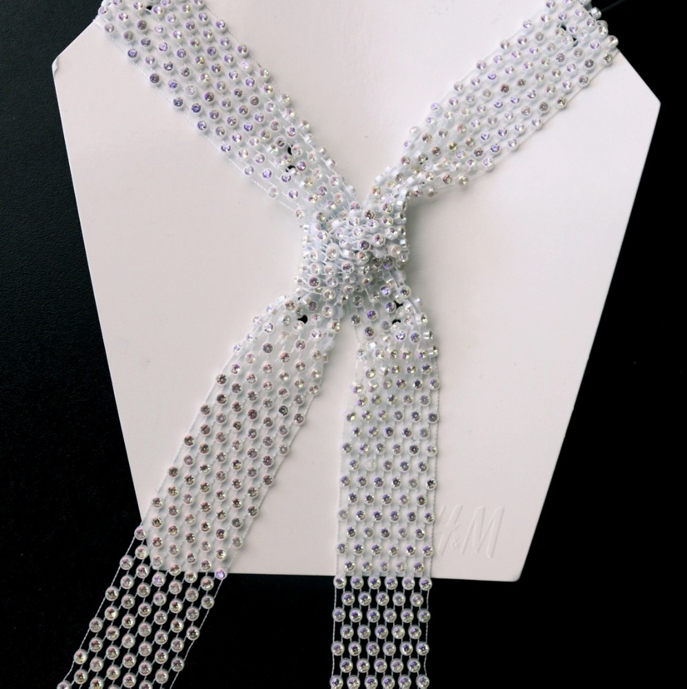 Sparkly H&M Long White Tie  Necklace