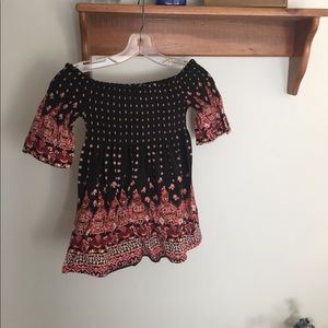 Black paisley patterned shirt