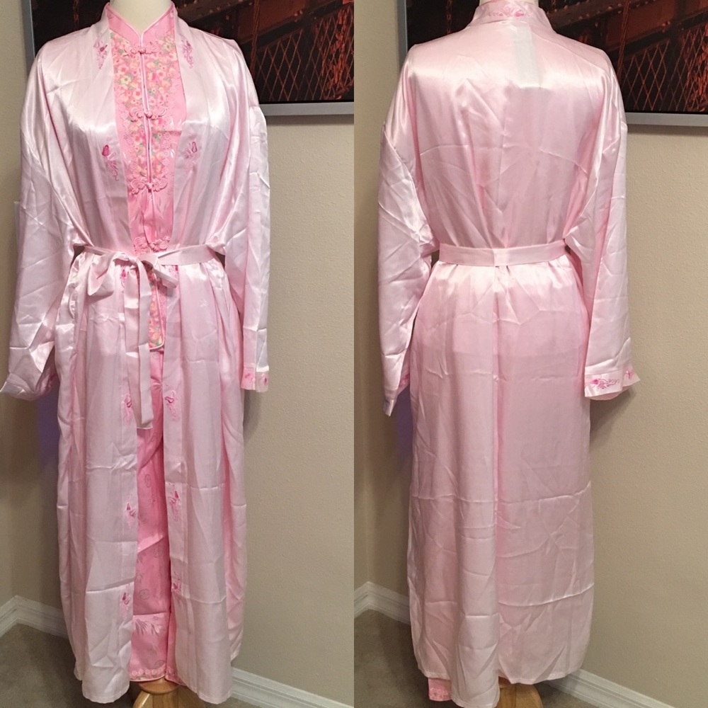 Mandarin long silky robe