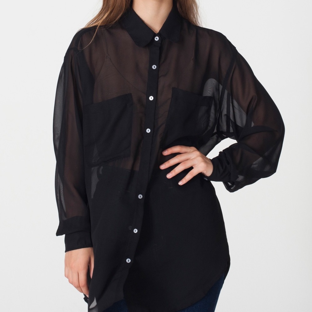 aa chiffon button down