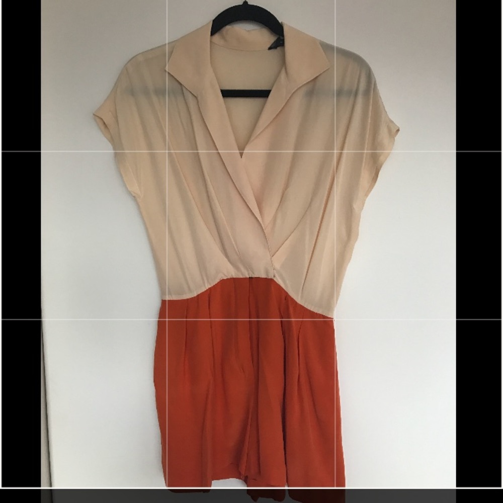 Vintage orange and cream romper 100% silk