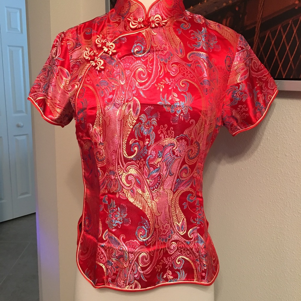 Mandarin silk top