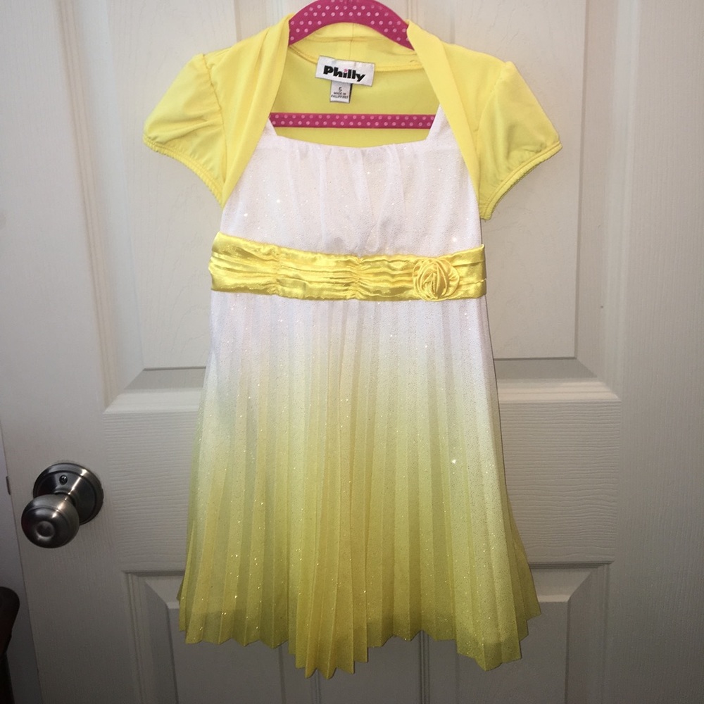 Yellow sparkly party dress