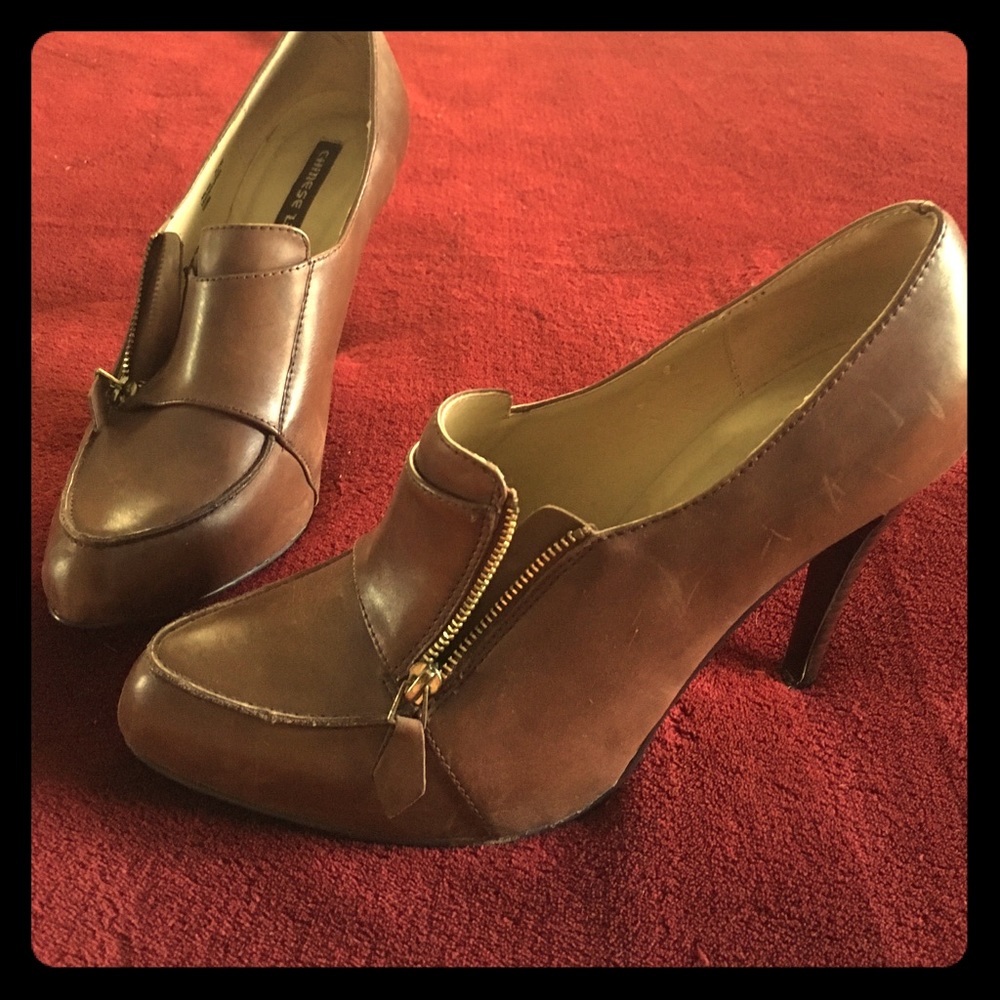 Brown Leather Loafer Heels by Chinese Laundry