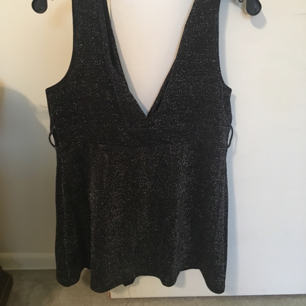 Black sparkly V-neck blouse