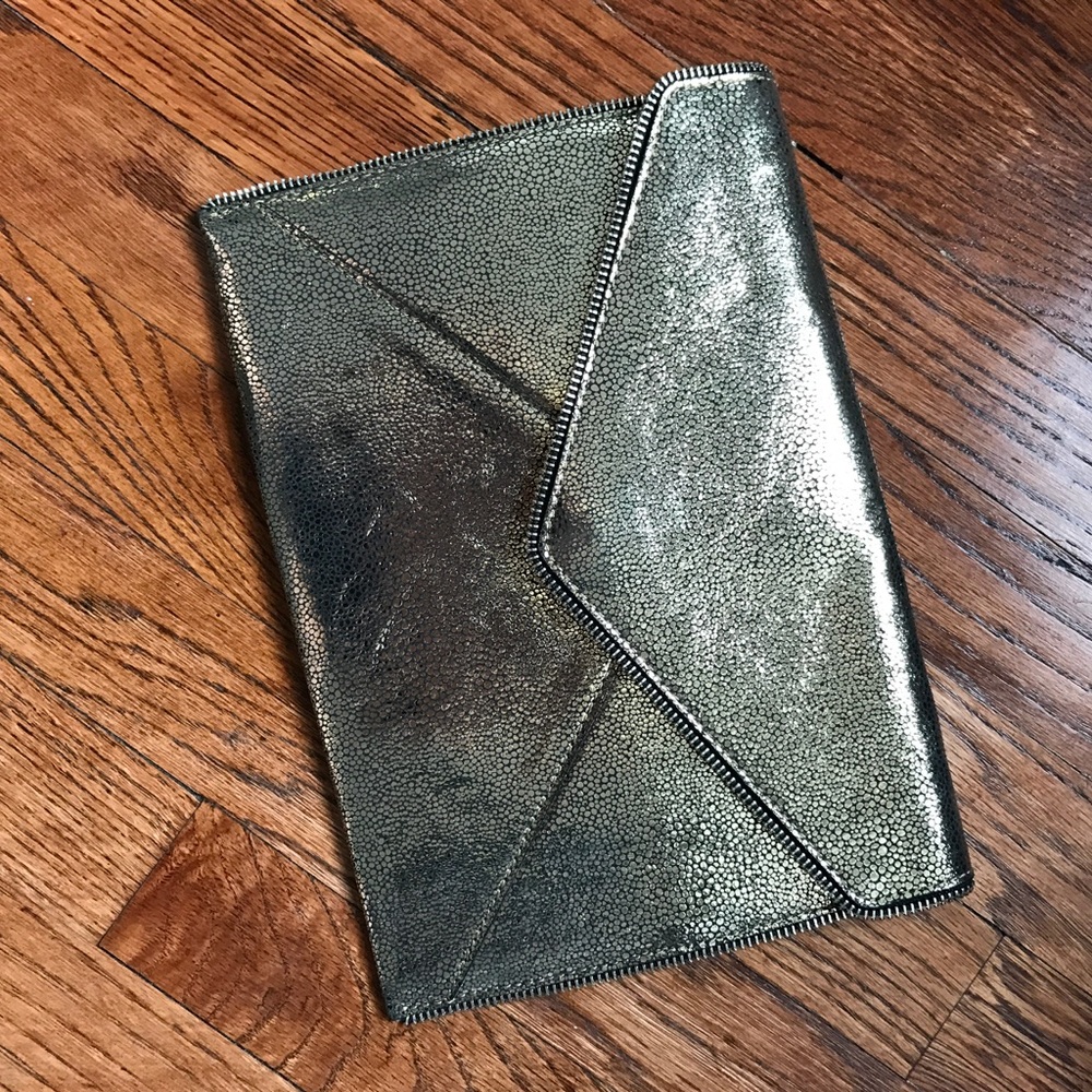 Rebecca Minkoff gold Leo clutch