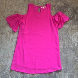Hot Pink Cold Shoulder Dress