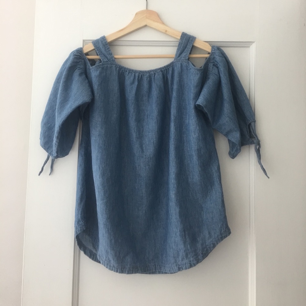 Madewell Chambray Cold Shoulder Top