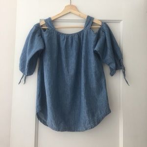 Madewell Chambray Cold Shoulder Top