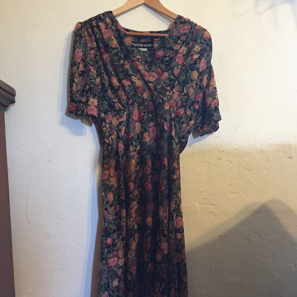 Highwaist Floral Print Romantic Dress, 30s Style