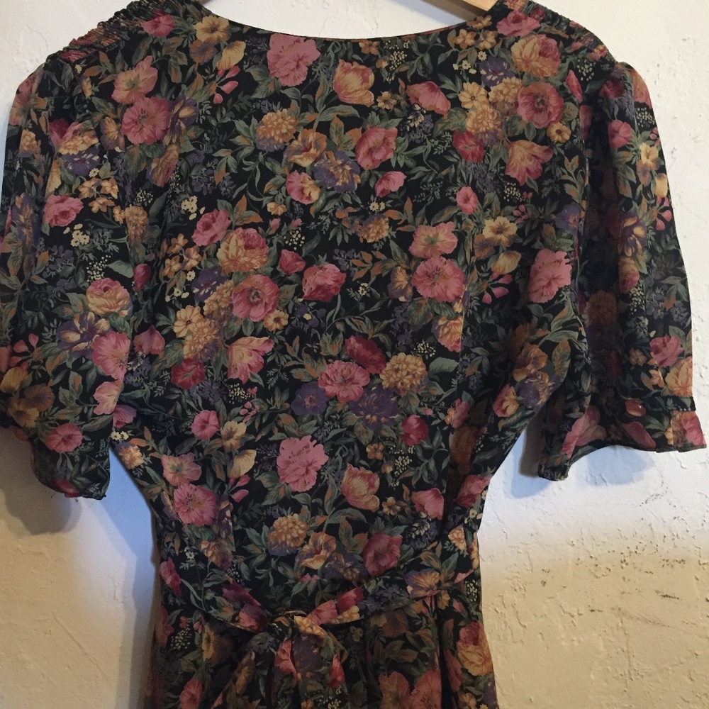 Highwaist Floral Print Romantic Dress, 30s Style - Picture 3 of 5