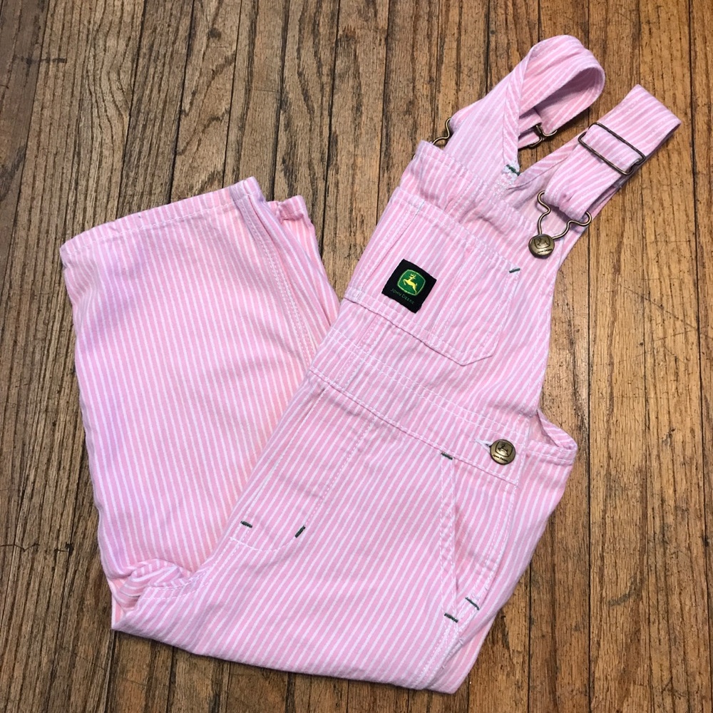 John Deere Pink & White Striped 3T Overalls