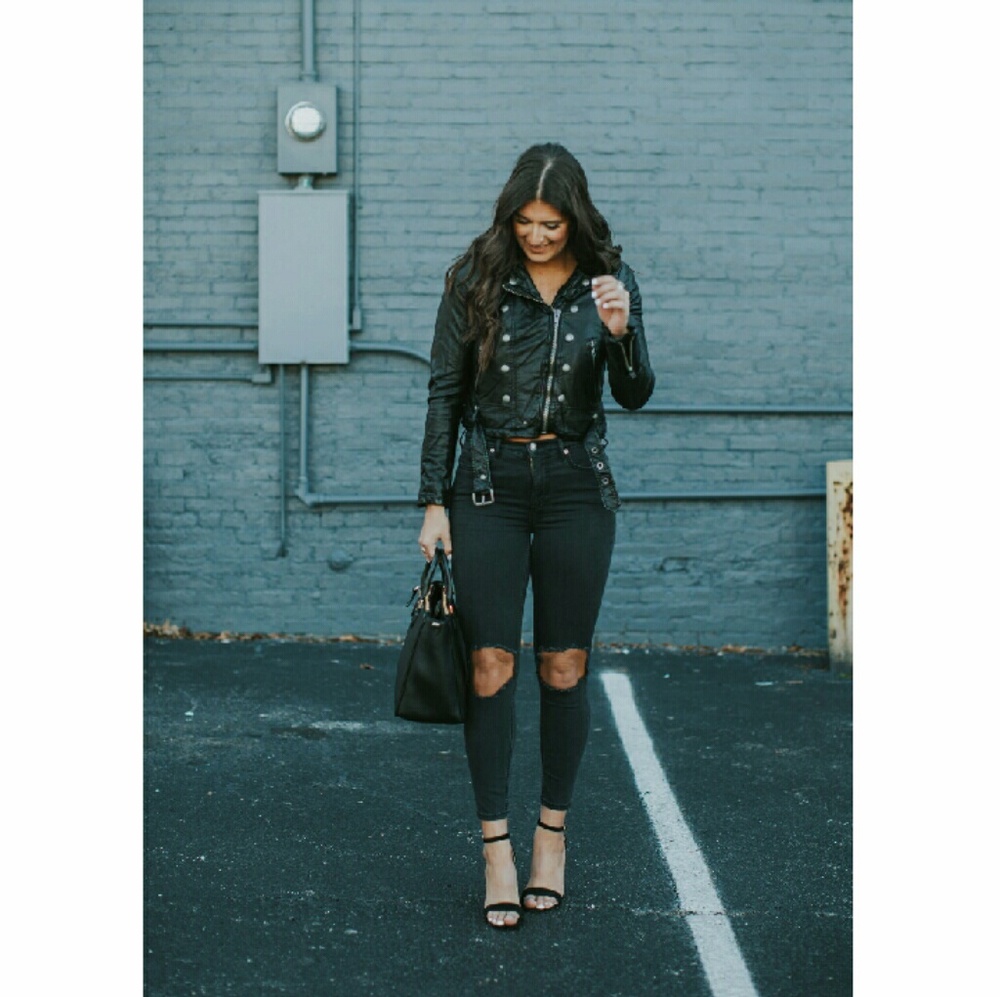 Free People Asheville Vegan Leather Moto Jacket