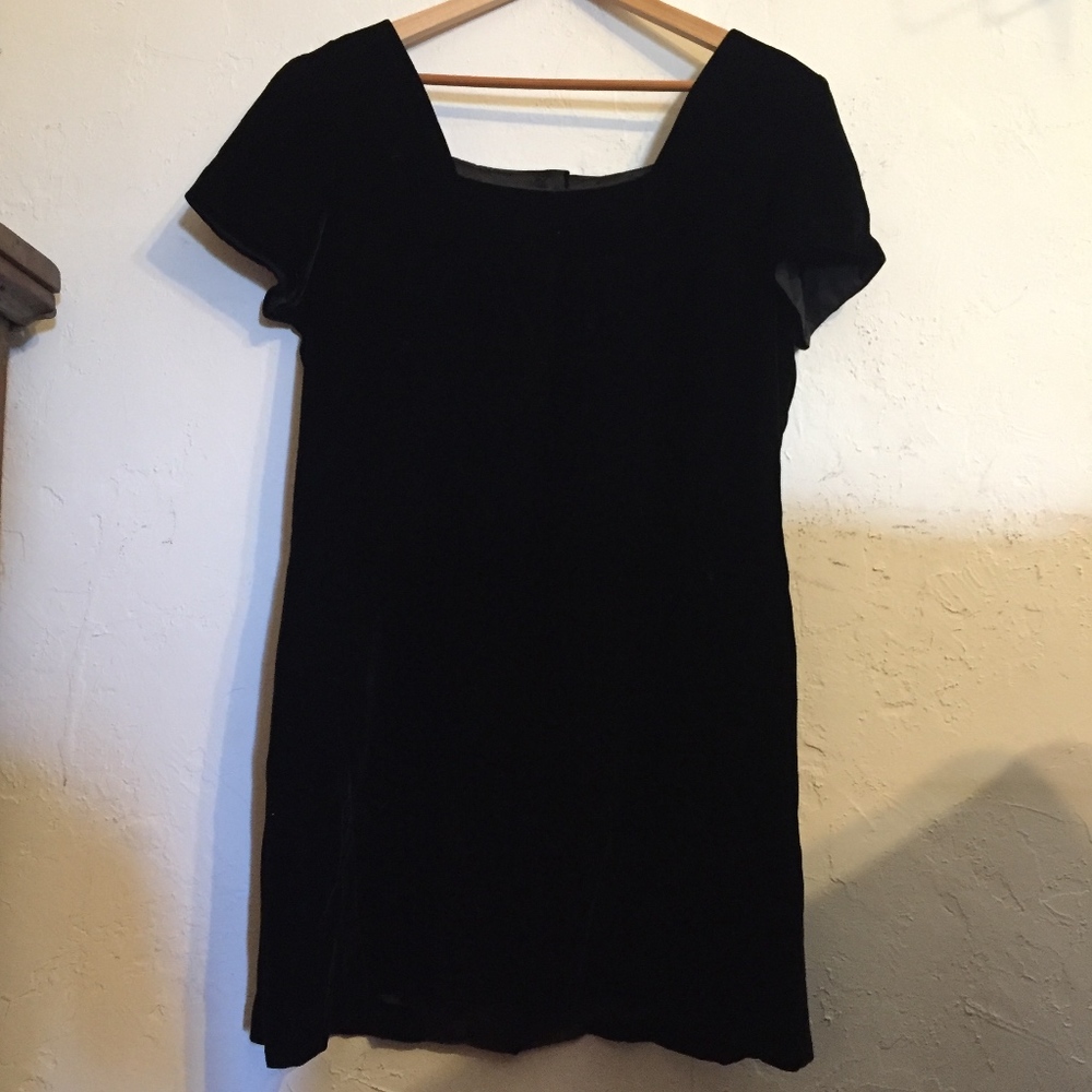 Black Velvet Mini Dress, Rayon/ Silk Velvet