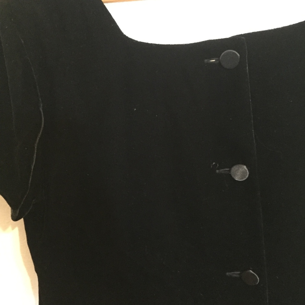 Black Velvet Mini Dress, Rayon/ Silk Velvet - Picture 3 of 5