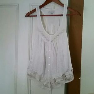 American Eagle white crocheted tank