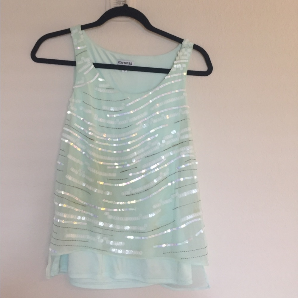 Turquoise Sequined Express Top