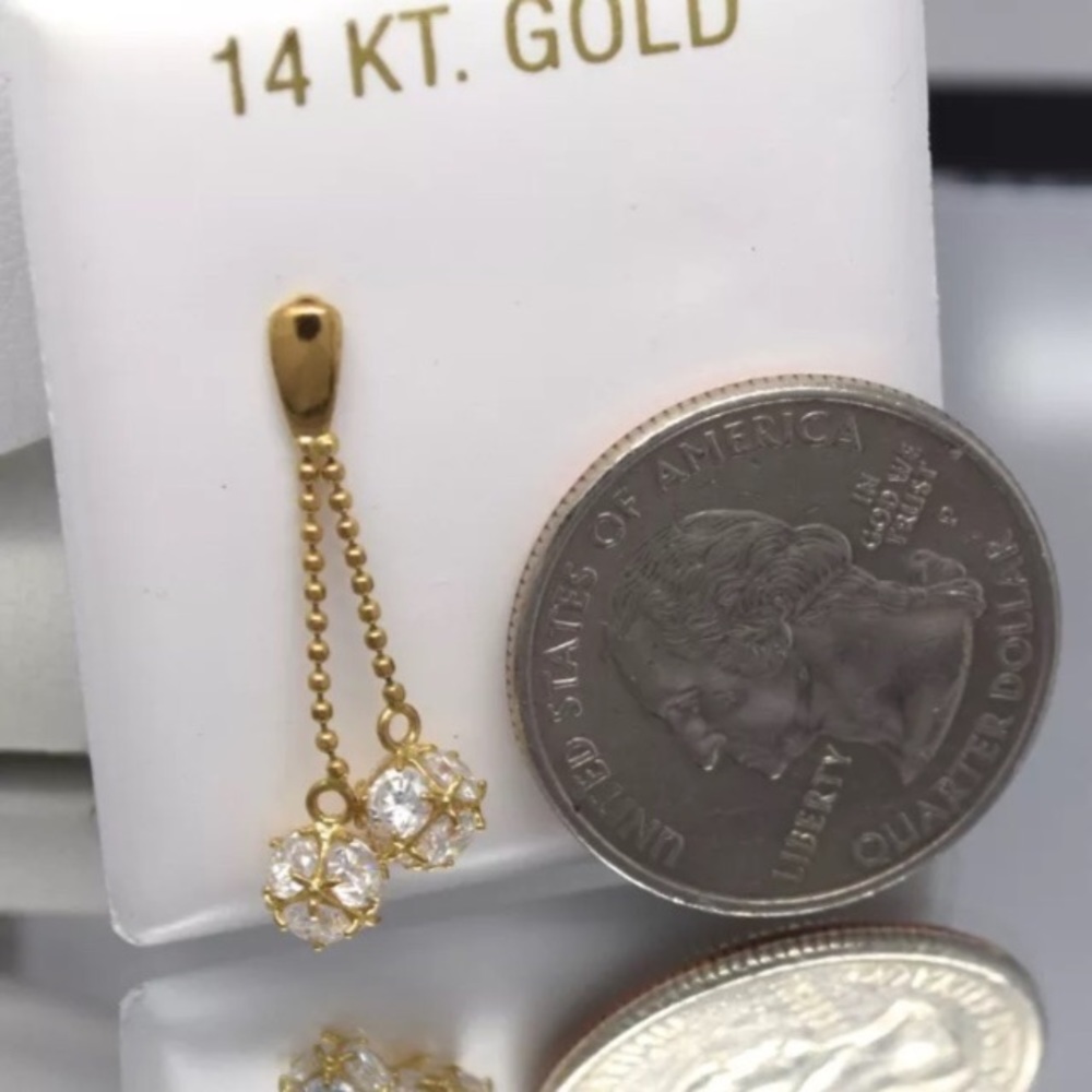 14k White/Yellow Gold Dangling Earrings - Picture 3 of 4