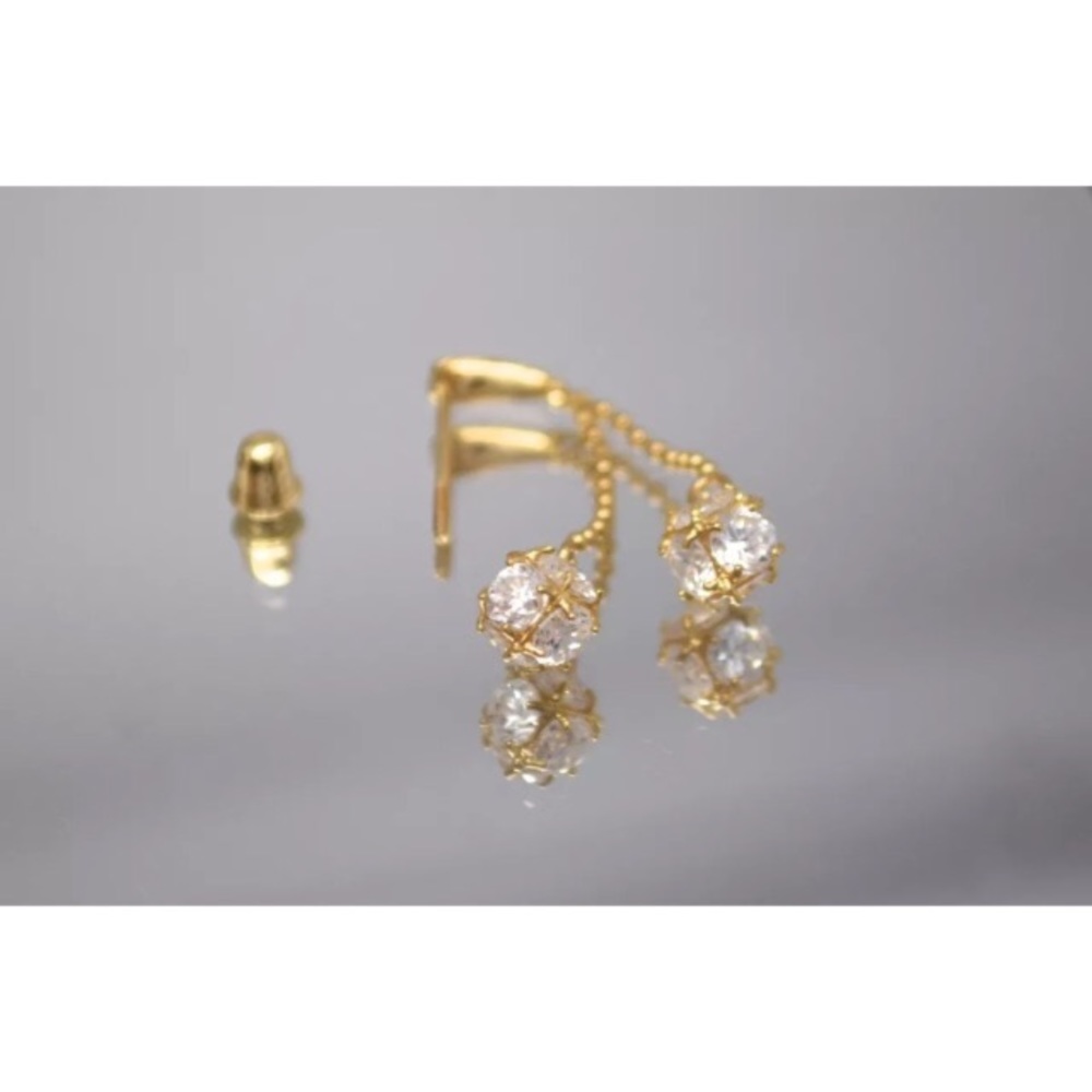 14k White/Yellow Gold Dangling Earrings - Picture 4 of 4