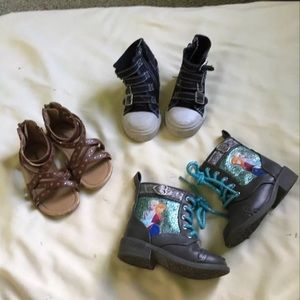Toddler Girl Size 6 shoes three pair frozen boots