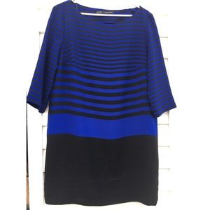 Electric blue and black striped long sleeve dress