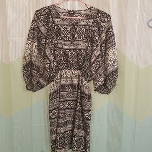Black and off white pattern dress