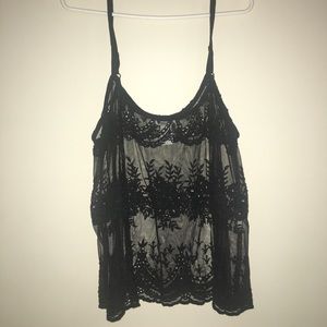 💀SOLD💀Black see through lace crop top