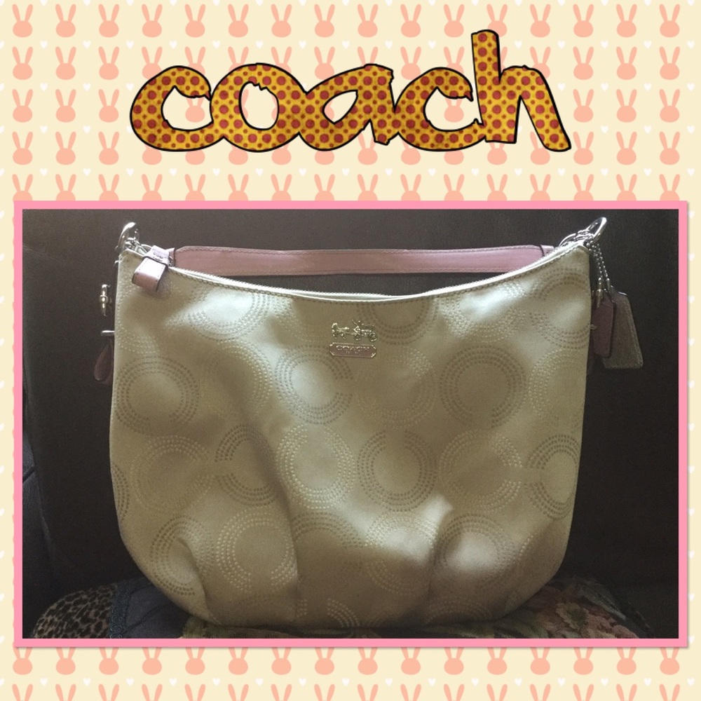 Authentic Coach tan / pink shoulder bag