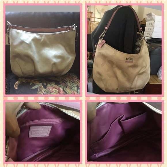 Authentic Coach tan / pink shoulder bag - Picture 2 of 3
