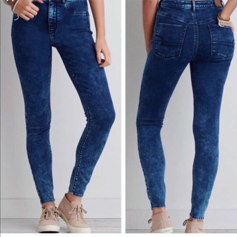 AEO Blue Acid Wash Sky High Jeggings