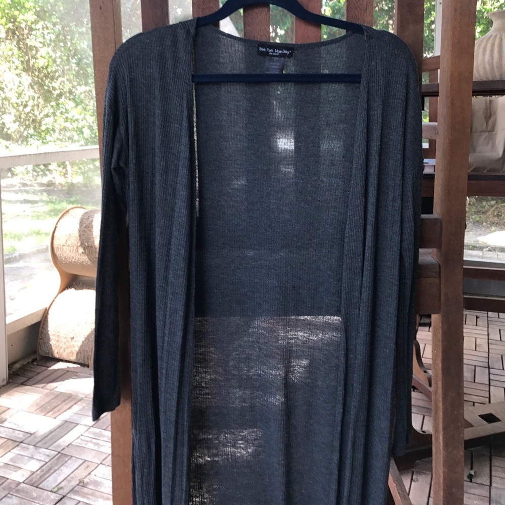 See You Monday Los Angeles long gray cardigan