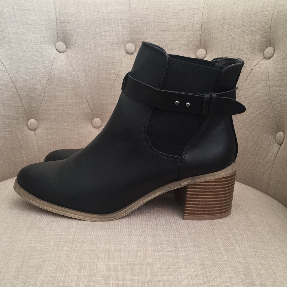 Buckled Faux Leather Booties