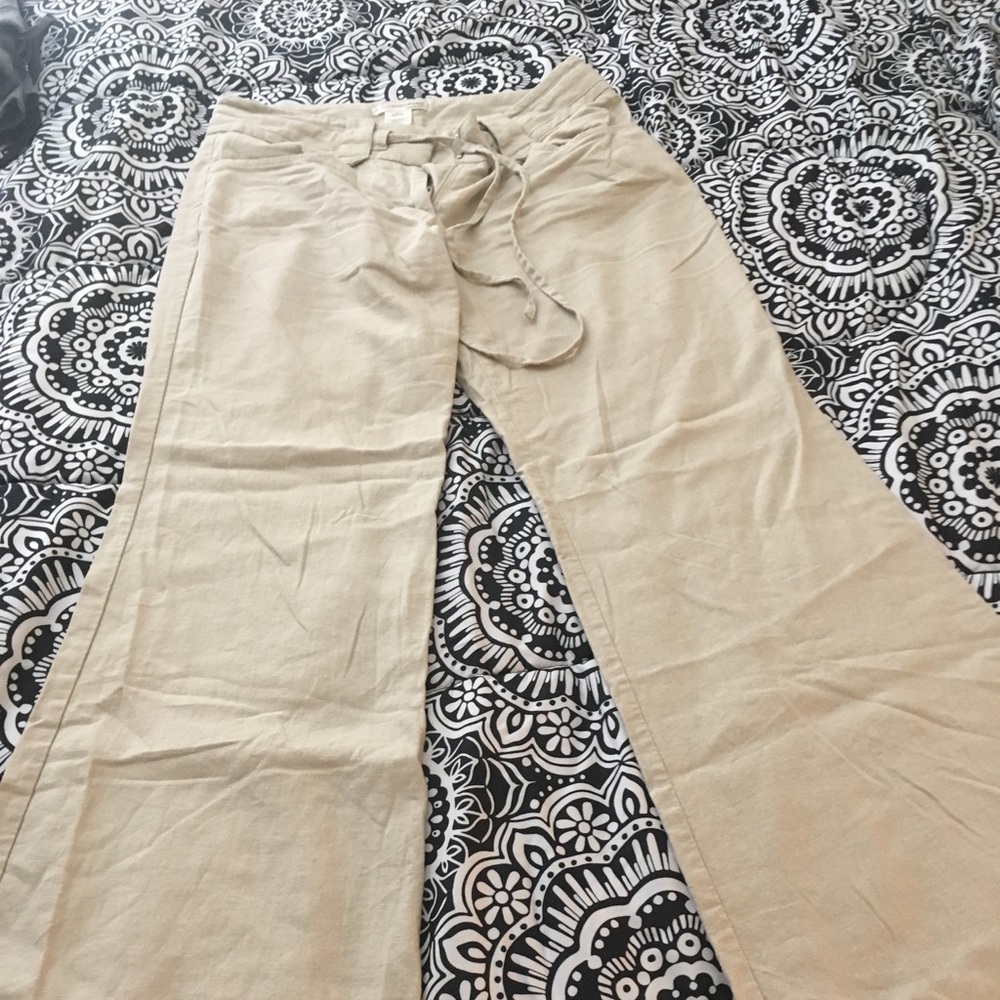 🌴Linen drawstring khaki  pants size Small!