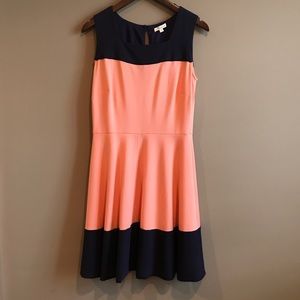 Navy and peach daytime dress
