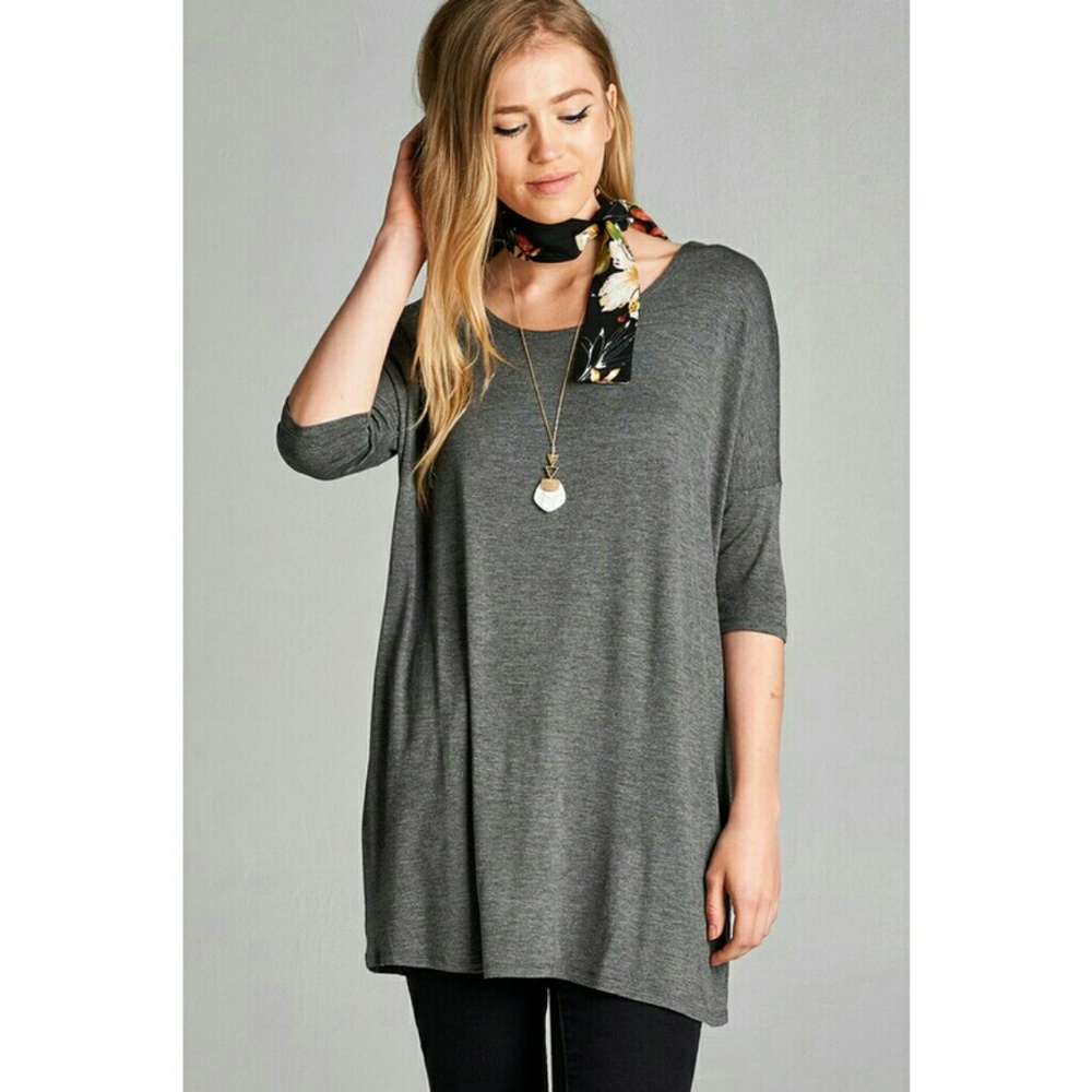 Charcoal perfect tunic top, over-sized, Various Sz